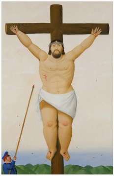 350 人の有名アーティストによるアート作品 Painting - 十字架上のイエス フェルナンド・ボテロ